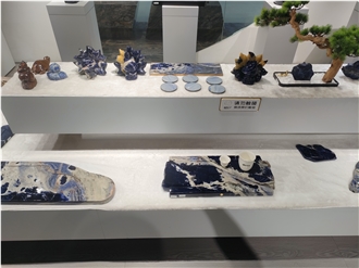 Luxury Sodalite Stone Tea Tray Handicraft