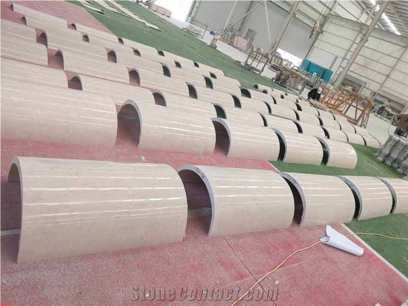 Natural Stone Cream Marfil Marble Column
