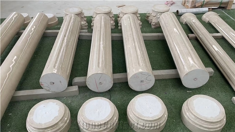 Natural Stone Cream Marfil Marble Column