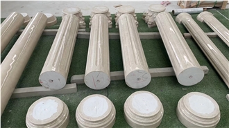 Natural Stone Cream Marfil Marble Column