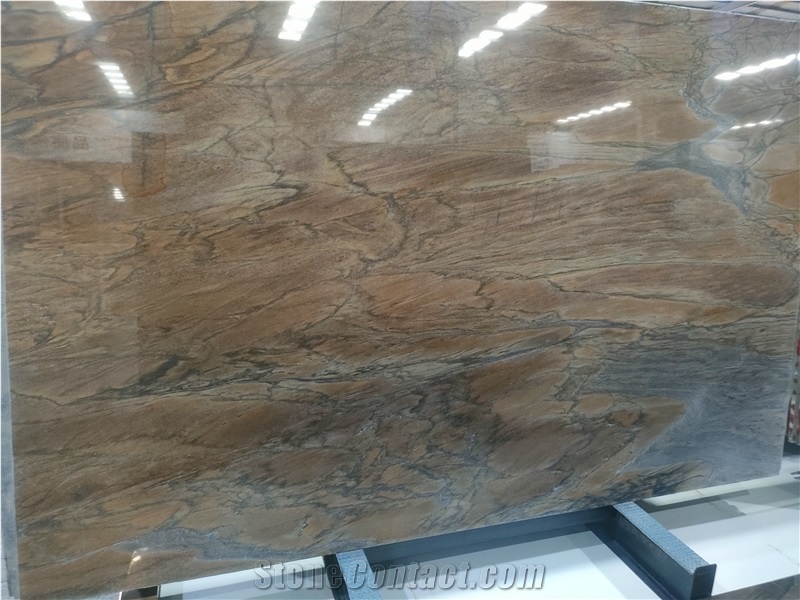 Polished Fantasy Gold Quartzite Slab Tiles
