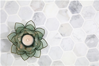 Antique Carrara Marble Hexagon Mosaic Tiles