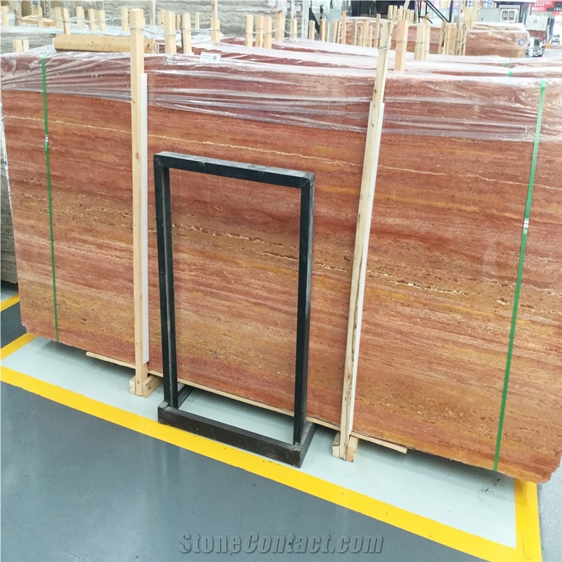 100% Natural Red Travertine Slabs