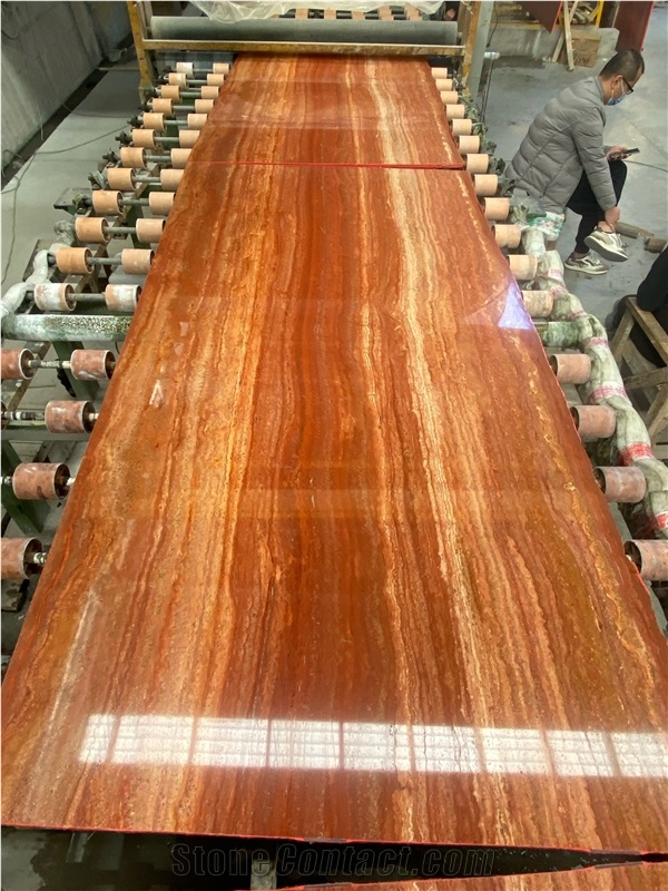 100% Natural Red Travertine Slabs