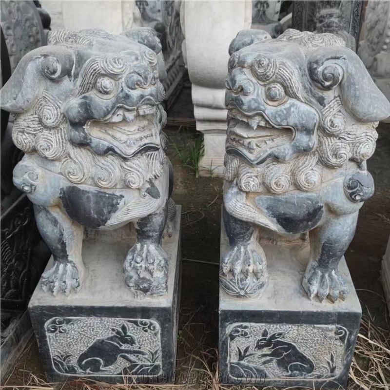 Antique Chinese Style Temple Lion  Sculpture For Landscape