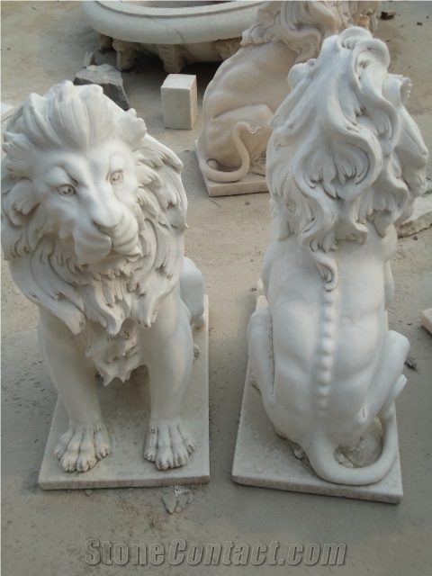 Antique Chinese Style Temple Lion  Sculpture For Landscape