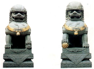 Antique Chinese Style Temple Lion  Sculpture For Landscape