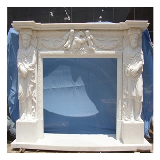 Beautiful Custom Design White Arabescato Marble Fireplace