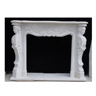 Beautiful Custom Design White Arabescato Marble Fireplace