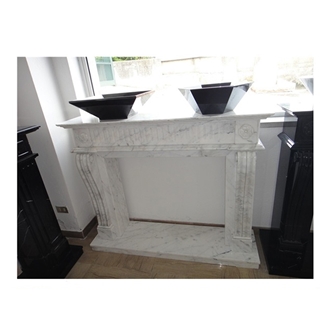 Beautiful Custom Design White Arabescato Marble Fireplace