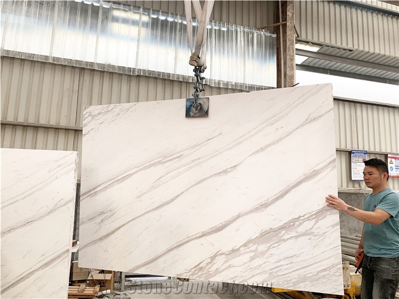 Book Matched Volakas White Marble Slabs