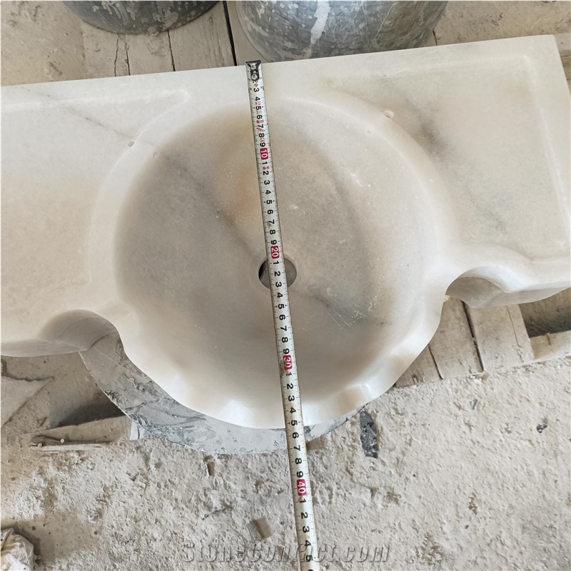 Custom Cheaper Guangxi White Marble  Wash Basin For Bathroom