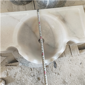 Custom Cheaper Guangxi White Marble  Wash Basin For Bathroom