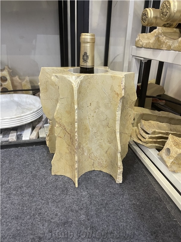 Custom Hand  Natural Beige Marble Wine Racks