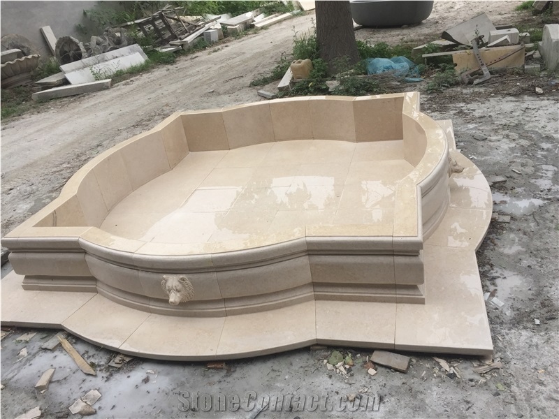 Customized Design Garden Yellow Limestone Fountain With Pool