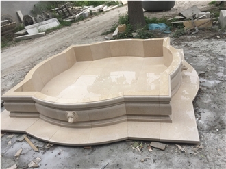 Customized Design Garden Yellow Limestone Fountain With Pool