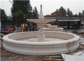 Customized Design Garden Yellow Limestone Fountain With Pool