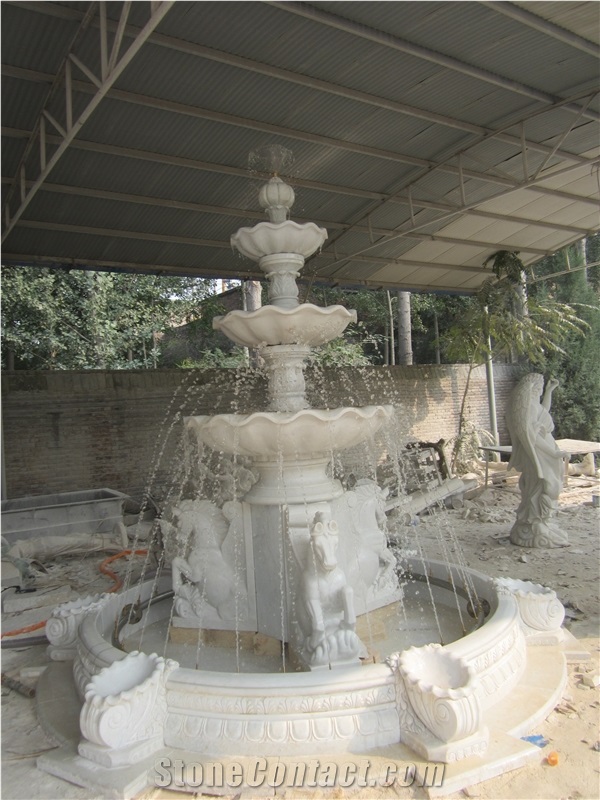 Customized Design Garden Yellow Limestone Fountain With Pool