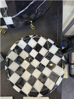 Customized Hand Carved Black And White Marble  Ashtray