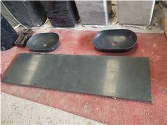 Dark Grey Granite Bathroom Basin And Countertop