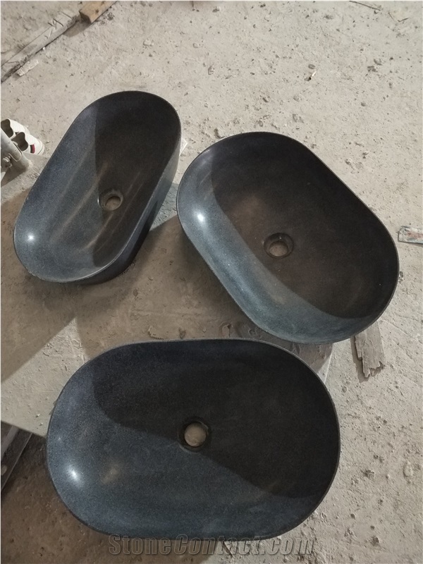 Dark Grey Granite Bathroom Basin And Countertop