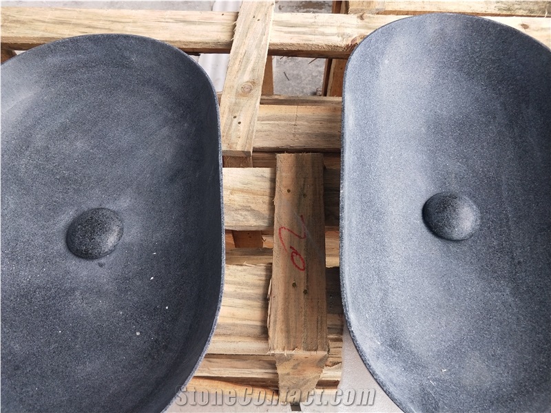 Dark Grey Granite Bathroom Basin And Countertop