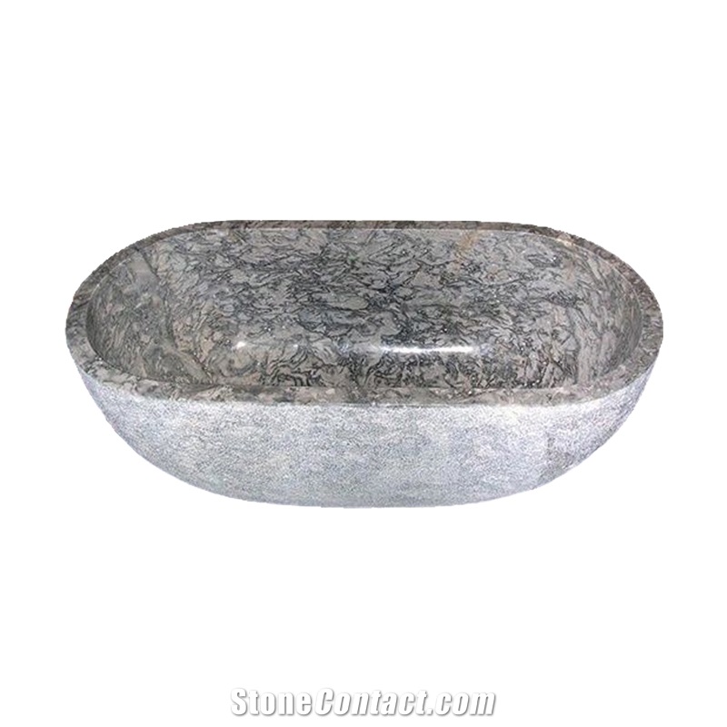 Freestanding Natural Carrara White Marble Hotel Bathtub