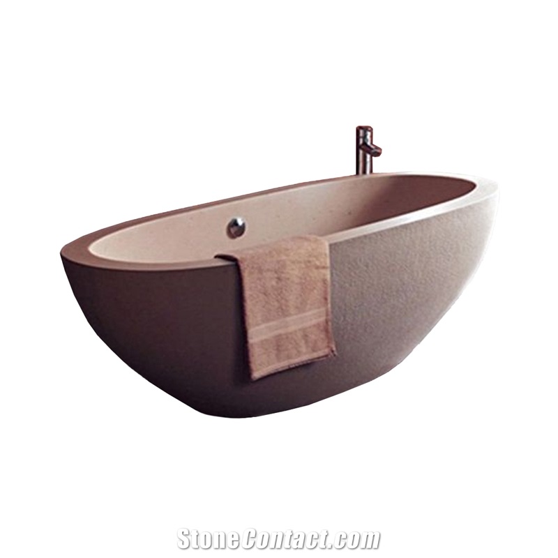 Freestanding Natural Carrara White Marble Hotel Bathtub