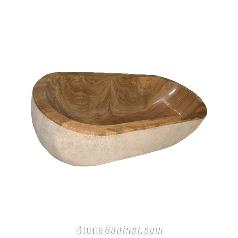 Freestanding Natural Carrara White Marble Hotel Bathtub
