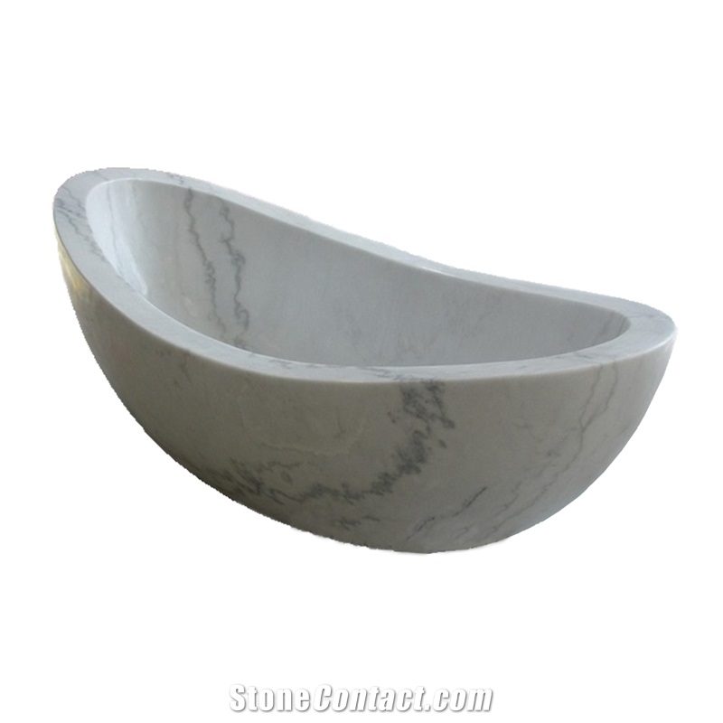 Freestanding Natural White Marble Bathtub
