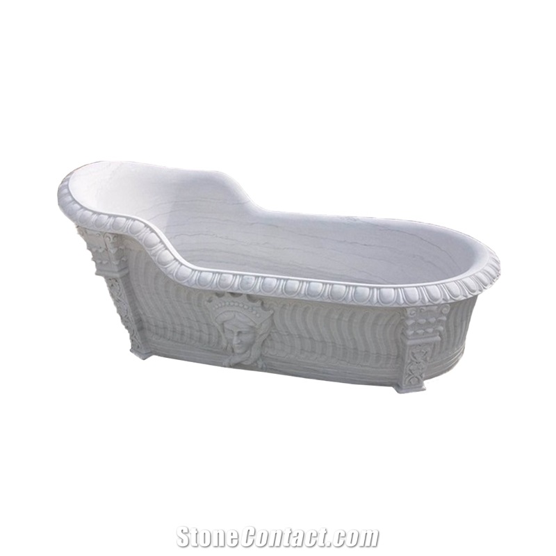 Freestanding Natural White Marble Bathtub