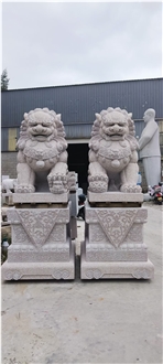 Garden Light Grey Granite Stone Lion Statues