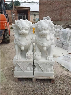 Garden Light Grey Granite Stone Lion Statues