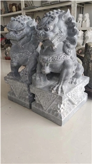 Garden Light Grey Granite Stone Lion Statues