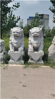 Garden Light Grey Granite Stone Lion Statues
