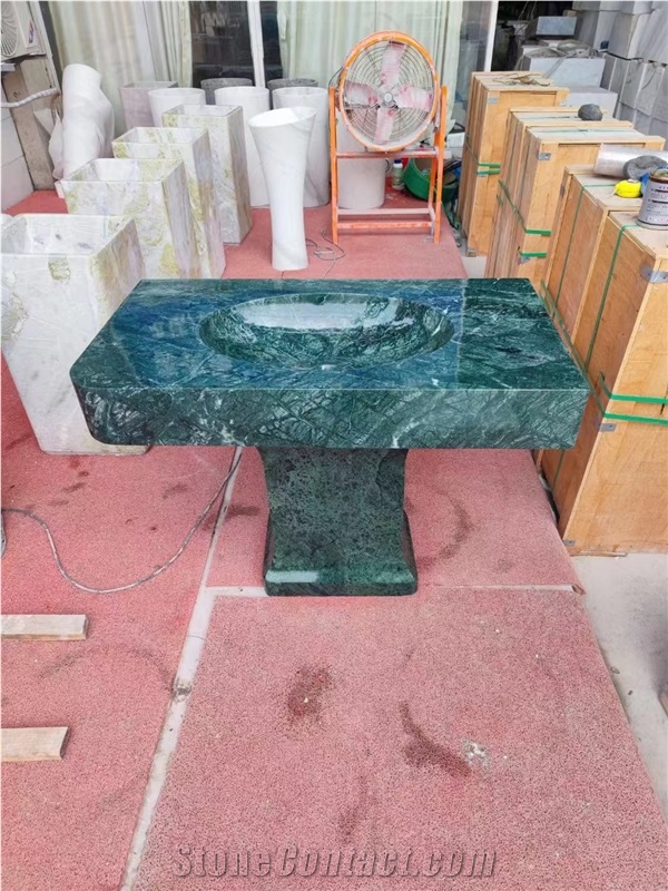 Green Marble Single Stone Engineered Wash Basin