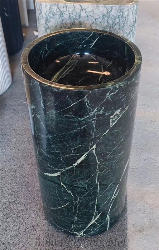 Green Marble Single Stone Engineered Wash Basin