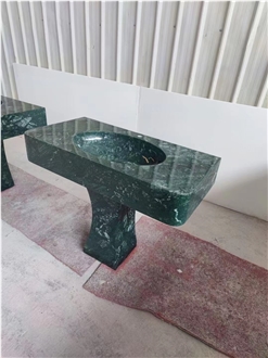 Green Marble Single Stone Engineered Wash Basin