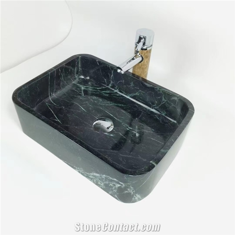 Green Marble Single Stone Engineered Wash Basin