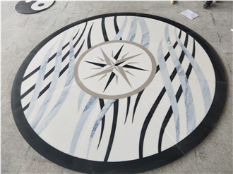 Home Lobby Inlay Square Carpet Medallions Pattern Marble Floor