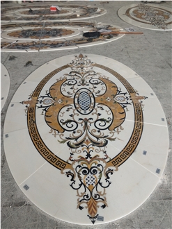 Home Lobby Inlay Square Carpet Medallions Pattern Marble Floor