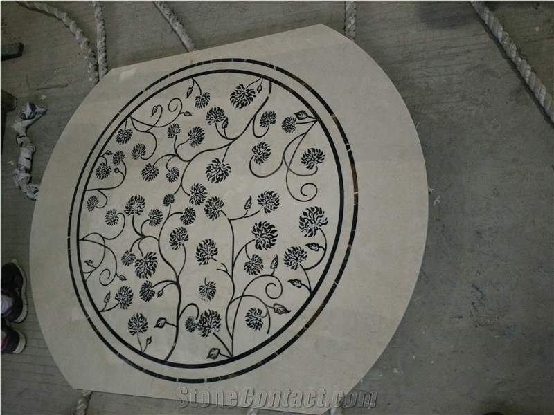 Home Lobby Inlay Square Carpet Medallions Pattern Marble Floor