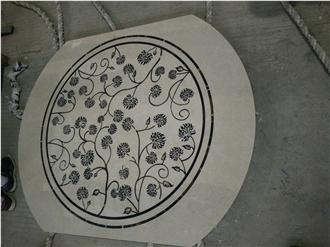 Home Lobby Inlay Square Carpet Medallions Pattern Marble Floor