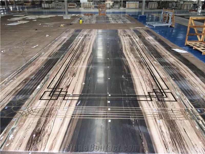 Manufacture Copper Inlay Marble Medallion For Lobby Flooring