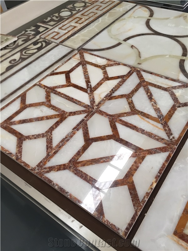 Manufacture Copper Inlay Marble Medallion For Lobby Flooring