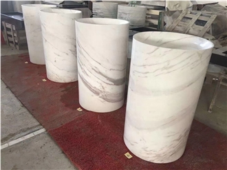Milas Lilac Handmade Marble Bathroom Pedestal Basin