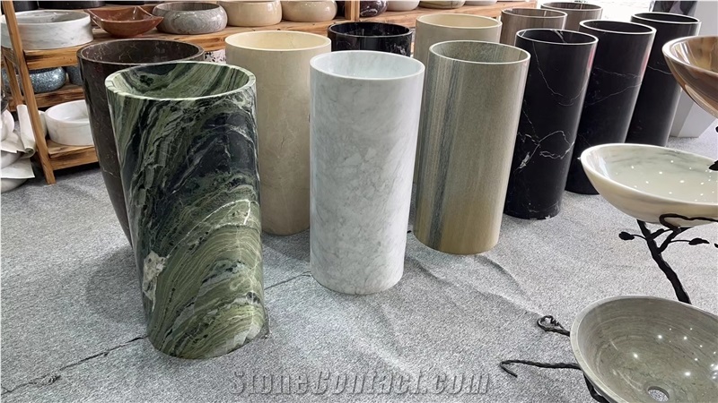 Milas Lilac Handmade Marble Bathroom Pedestal Basin