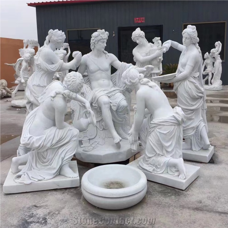 Modern  Four Seasons Goddess  Sunset Red Marble Sculpture