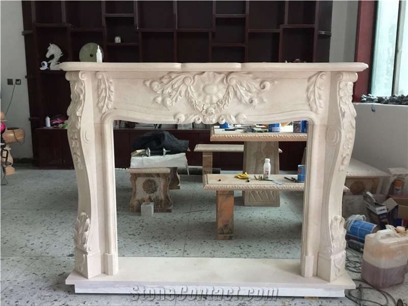 Modern  White Marble Fireplace Mantel For Sales