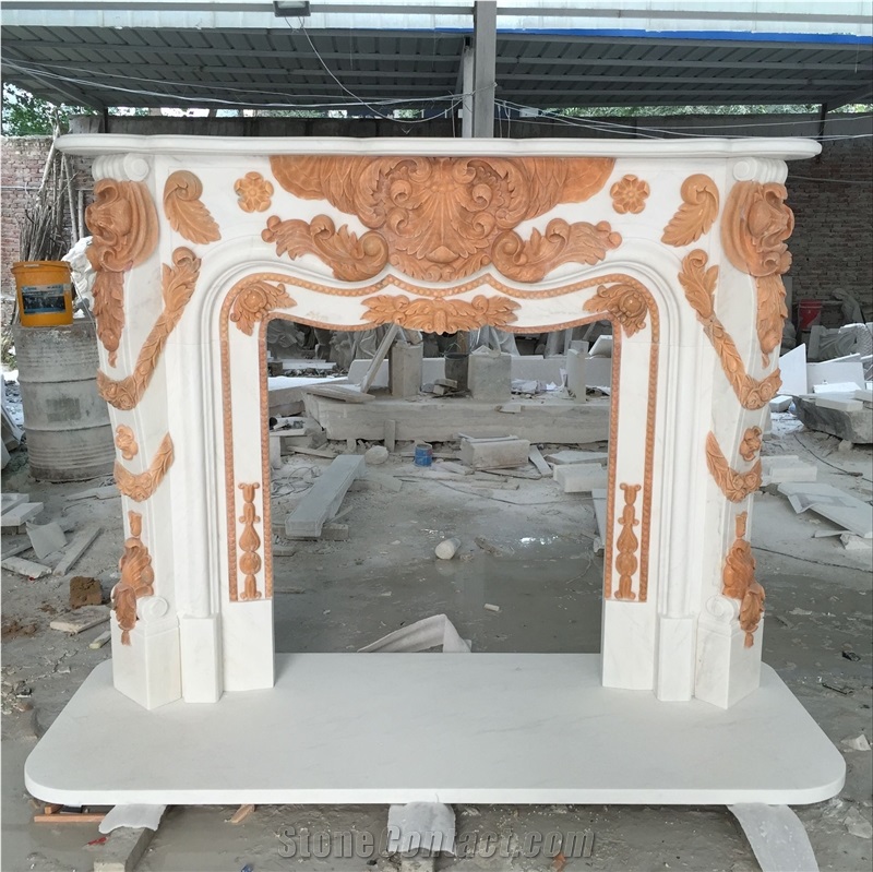 Modern  White Marble Fireplace Mantel For Sales